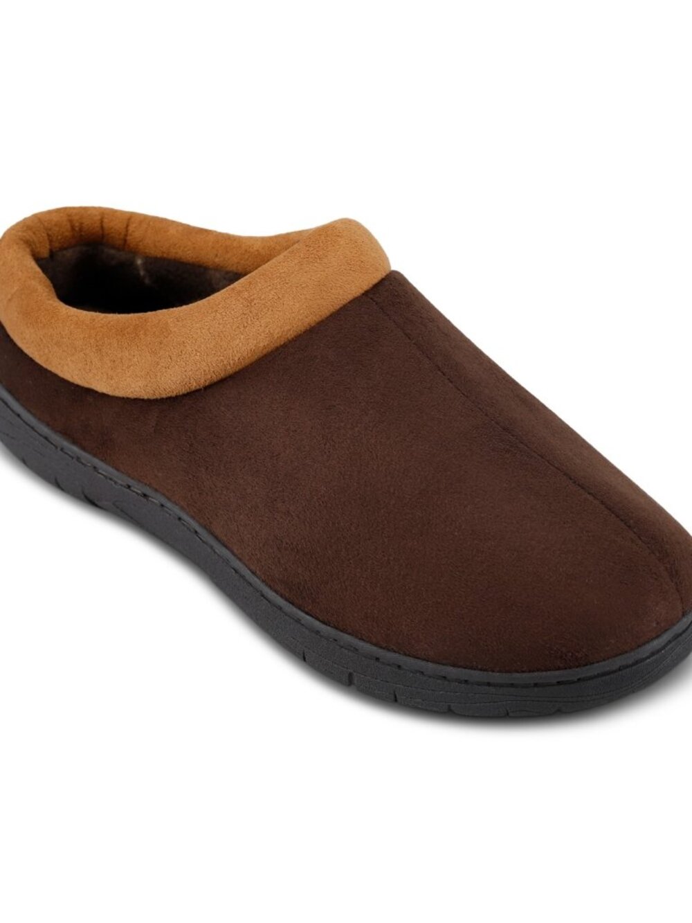 Haggar Indoor/Outdoor Microsuede Clog Slipper w/ Plaid Fleece Men's L Brown